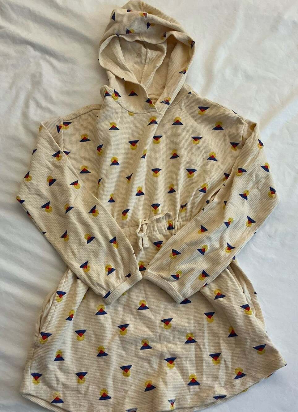 Hanna Andersson Waffle Knit Hoodie US 10 Geometric Print